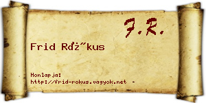 Frid Rókus névjegykártya